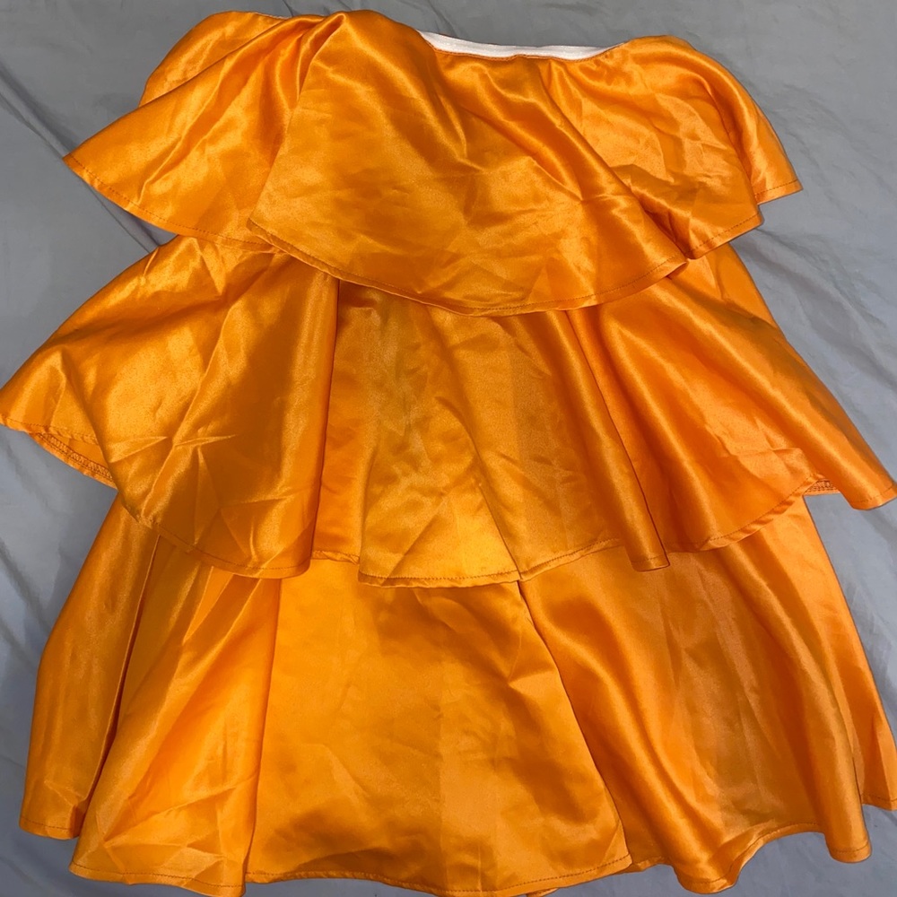 Bandeau Tiered Orange Mini Dress